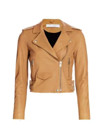 Iro Ashville Leather Moto Jacket In Tea