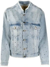 Alexandre Vauthier Crystal Denim Distressed Rhinestone Jacket In Blue