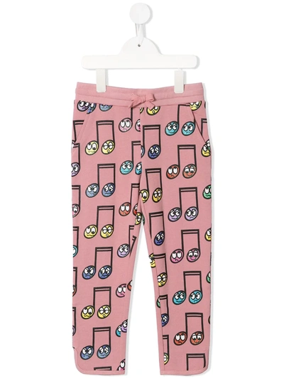 Stella Mccartney Kids' Happy Notes Printed Track Pants In Pink