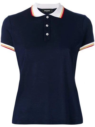 Dsquared2 Contrast Collar Polo Top - Blue