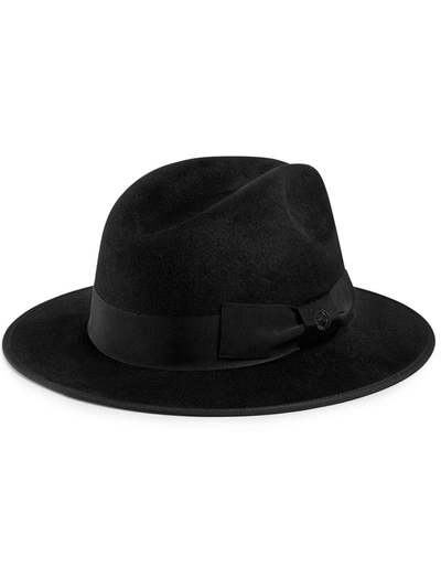 Gucci Felt Hat With Gg Bow In Black