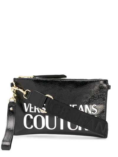 Versace Jeans Couture 3d Effect Logo Clutch Bag In Black
