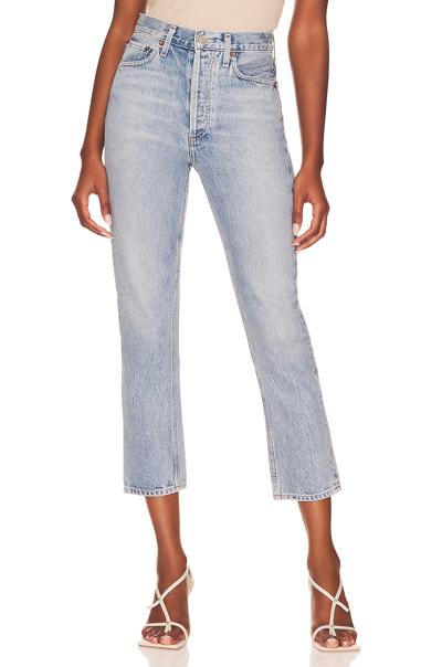 Agolde Riley High-rise Straight Crop Stagger Jeans In Renewal