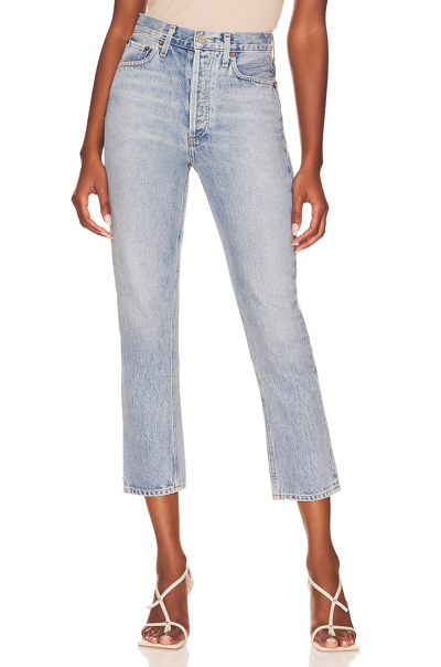 Agolde Riley High rise Straight Crop Stagger Jeans In Renewal