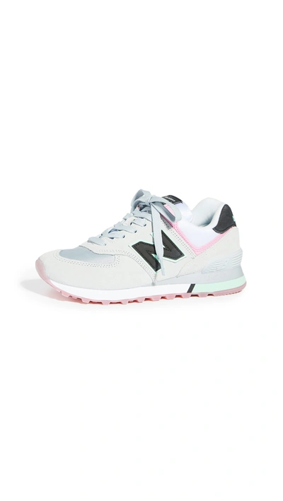 New Balance 574 Trainers In Grey And Mint-gray In Light Cyclone