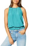 Ramy Brook Lauren Smock Waist Sleeveless Top In Jade