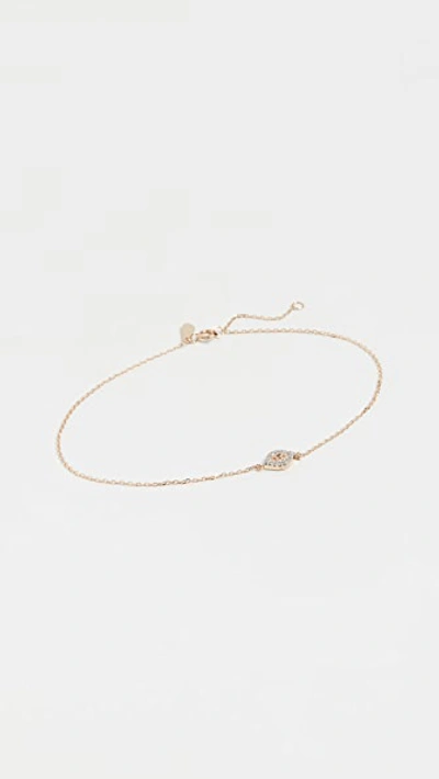 Adina Reyter Super Tiny Pave Evil Eye Anklet In Yellow Gold