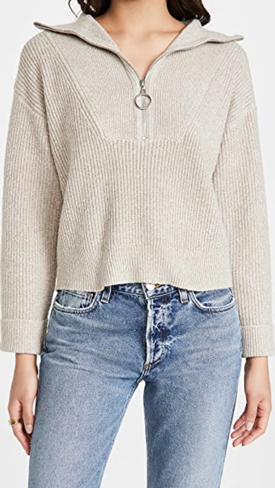 Line & Dot Emily Half Zip Sweater In Taupe Multi