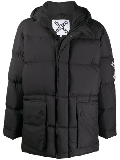 Kenzo Sport Little X Padded Coat In Black,white