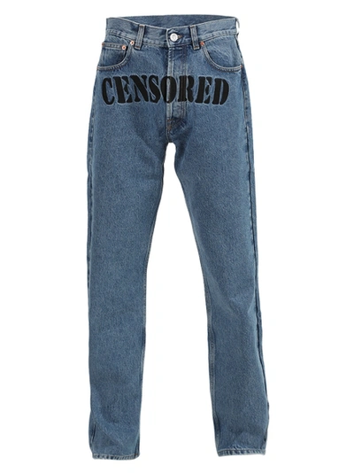 Vetements Embroidered Censored Jeans In Blue | ModeSens Vetements Embroidered Censored Jeans In Blue | ModeSens