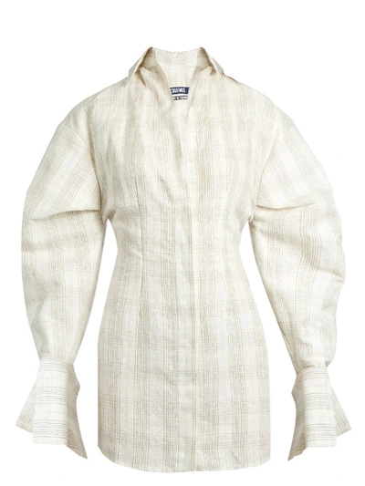 Jacquemus Shirt Dress In Checkered & Plaid, Brown, Neutrals. In Tonal ...