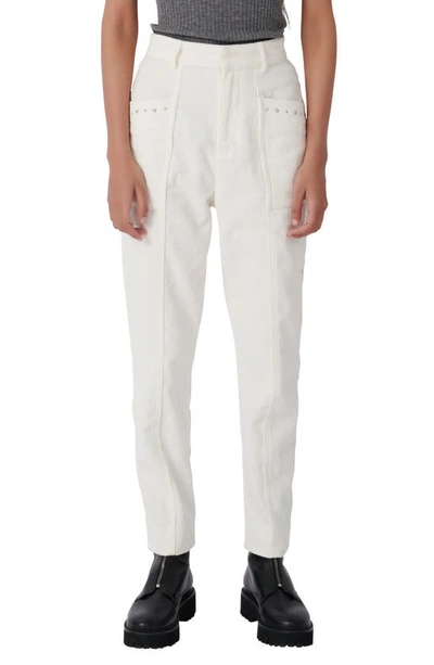 Maje Piero High Rise Corduroy Pants In Ecru