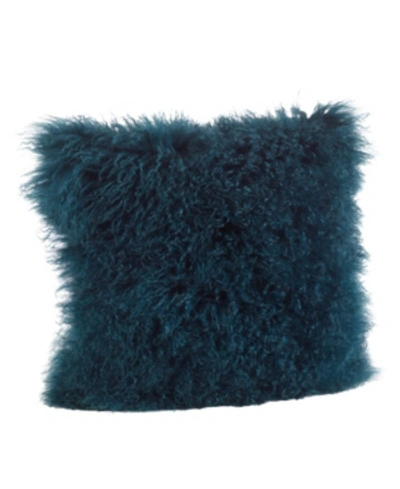 Saro Lifestyle Mongolian Wool Lamb Fur Decorative Pillow, 20" X 20" In Teal