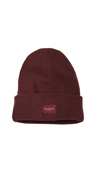 Rag & Bone Addison Merino Wool Beanie In Wine