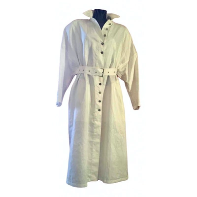 Pre-owned Versace Linen Coat In White