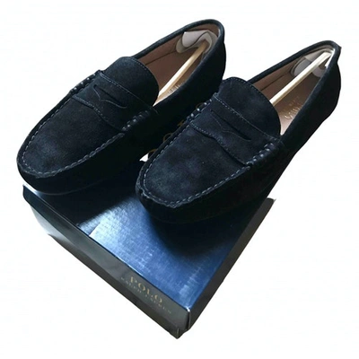 Pre-owned Polo Ralph Lauren Leather Flats In Black