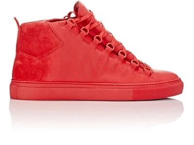 Balenciaga Sprayed Suede Arena High-top Sneakers In Red | ModeSens