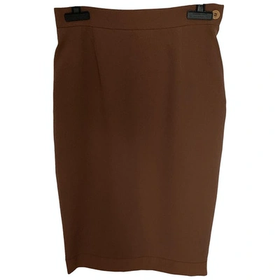 Pre-owned Alberta Ferretti Wool Mid-length Skirt In Camel