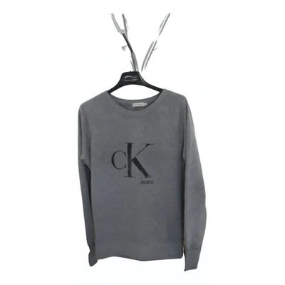 Pre-owned Calvin Klein Grey Cotton Knitwear