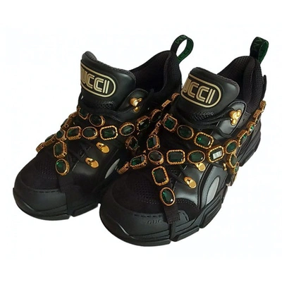 Pre-owned Gucci Flashtrek High Trainers In Black
