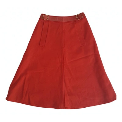 Pre-owned Celine Wool Mid-length Skirt In Orange