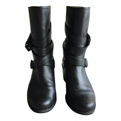 Pre-owned Stuart Weitzman Leather Biker Boots In Black