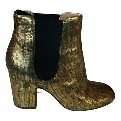 Pre-owned Alexandre Birman Leather Ankle Boots In Gold