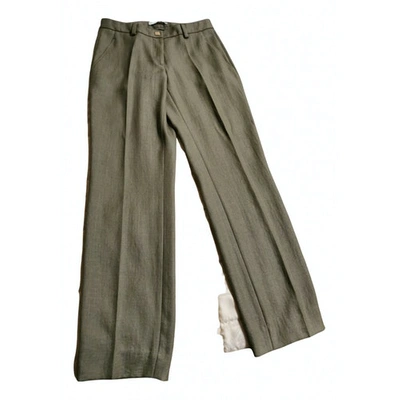 Pre-owned Versace Silk Straight Pants In Green