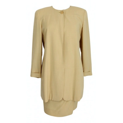 Pre-owned Max Mara Wool Skirt Suit In Yellow