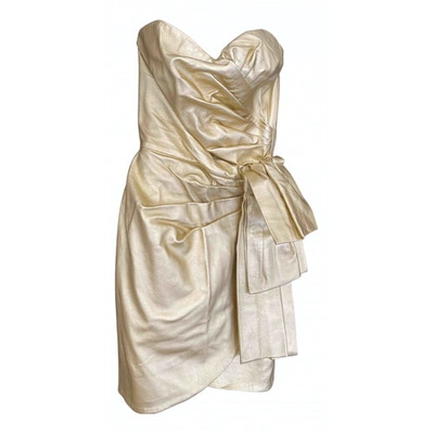 Pre-owned Dundas Gold Leather Dress