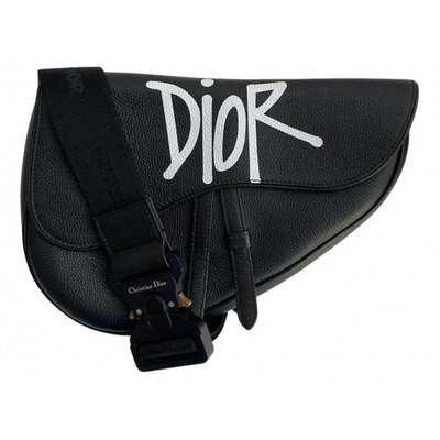 Pre-owned Dior Saddle Black Leather Bag
