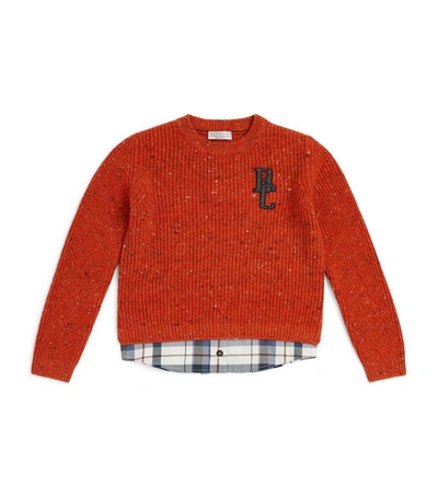 Brunello Cucinelli Monogram Sweater (4-7 Years) In Orange