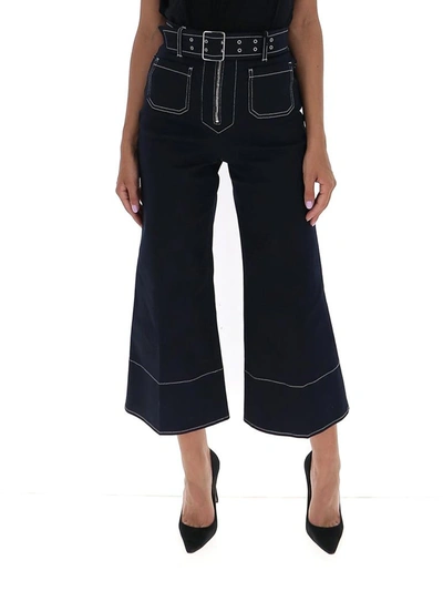 Miu Miu Belted Flared Jeans In Blue