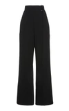 Victoria Beckham Belted Open-back Wide-leg Trousers In Black