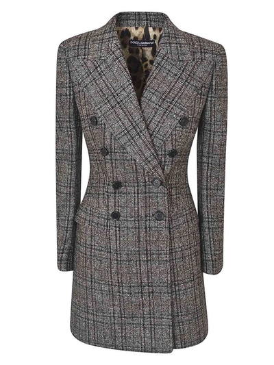 Dolce & Gabbana Tartan Check Jacket In Gray And Brown In Grey
