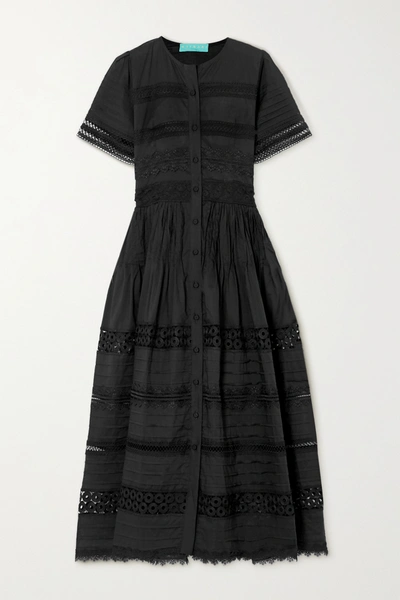 Waimari Camilla Guipure Lace-trimmed Cotton Maxi Dress In Black