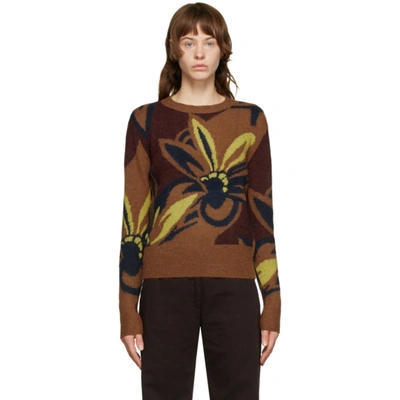 Dries Van Noten Brown Floral Oversized Sweater