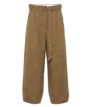 Tibi Myriam Cropped Pleated Cotton-blend Twill Tapered Trousers In Army Green