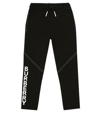 Burberry Kids' Logo Cotton Jersey Trackpants In Black