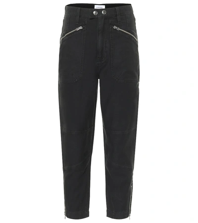Frame Moto Zip High-rise Straight Jeans In Black