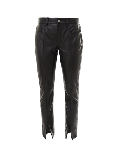 Mm6 Maison Margiela Front Slit Leather Trousers In Black