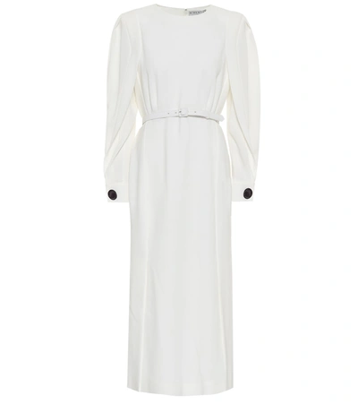 Givenchy Twist-sleeve Belted Wool Midi Dress In White