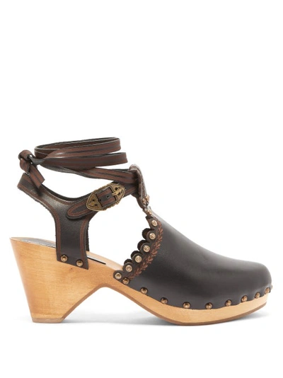 Isabel Marant Tulee Studded Leather Clog Sandals In Black | ModeSens