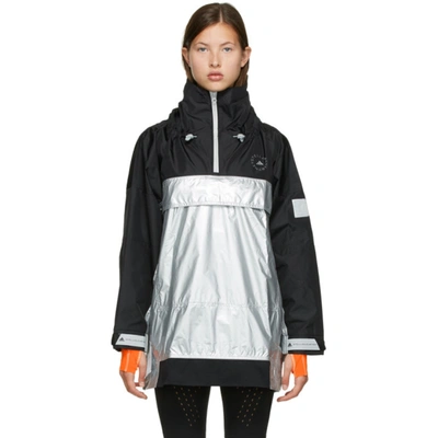 Adidas By Stella Mccartney Recycled-ripstop Oversized Hooded Jacket In Silver