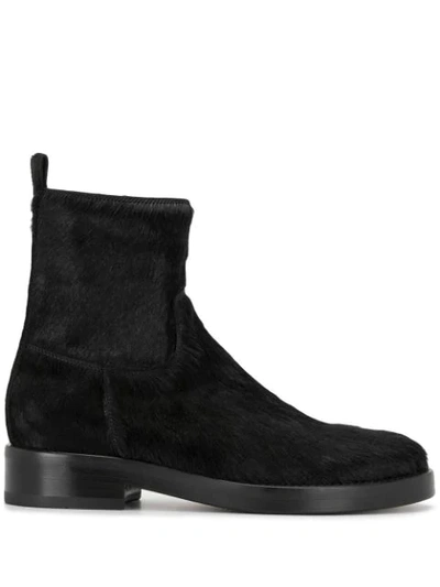 Ann Demeulemeester Square-toe Leather Ankle Boots In Black
