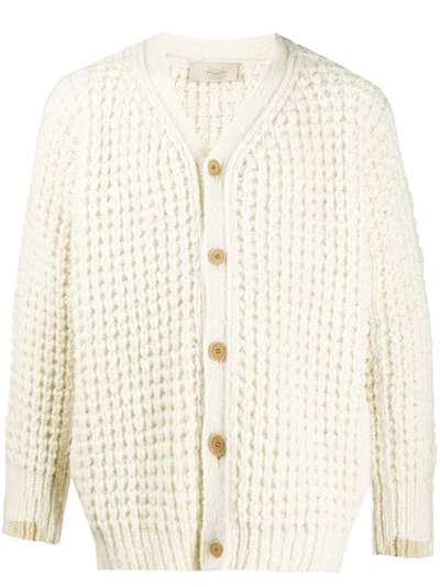 Maison Flaneur Chunky Knitted Cardigan In White