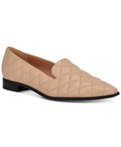 Marc Fisher Bravi Loafer Flats Women's Shoes In Light Natural Quilt