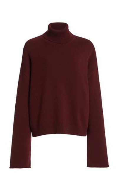 La Collection Alicia Oversized Cashmere Turtleneck Sweater In Burgundy