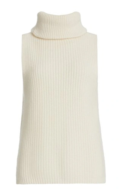 La Collection Deborah Cashmere Sleeveless Turtleneck Top In Ivory