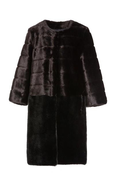 Faz Not Fur Omega Two-tone Faux Fur Coat In Black
